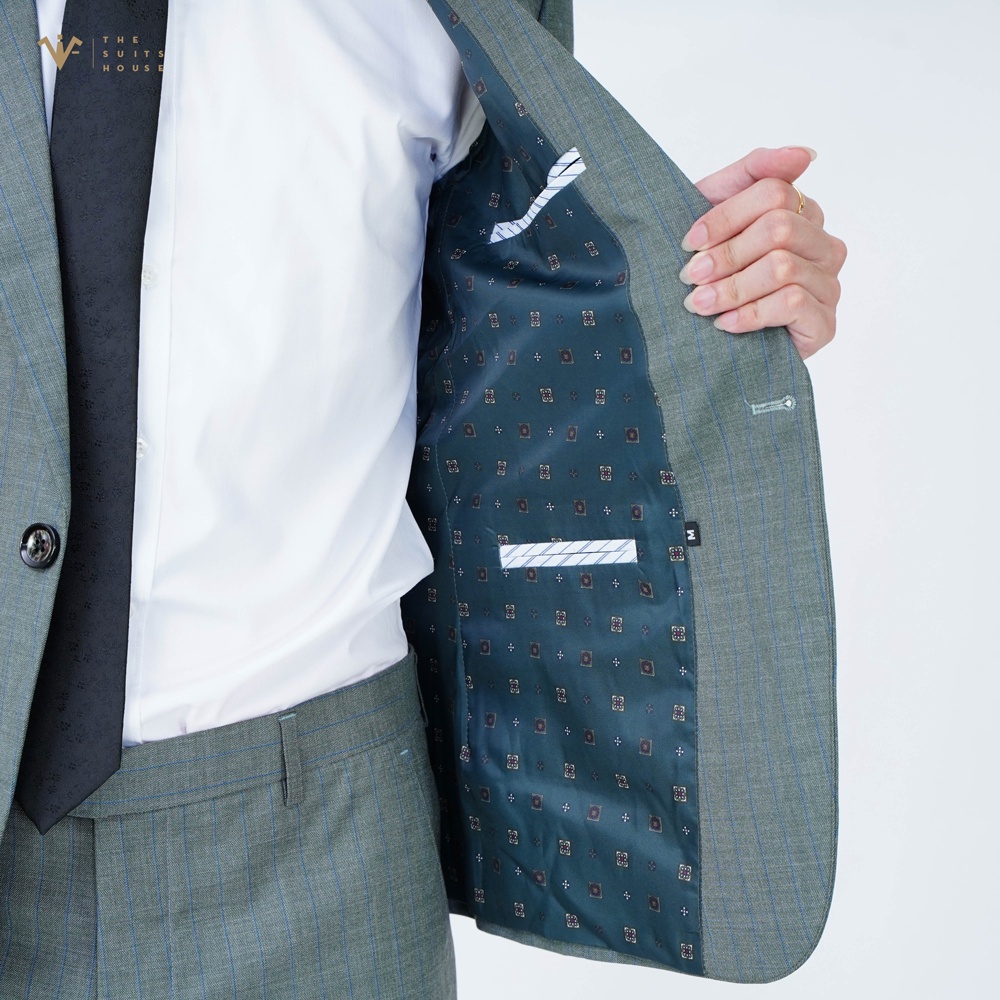 Bộ vest nam xanh rêu kẻ ô, suits sartorial chất WOOL The Suits House