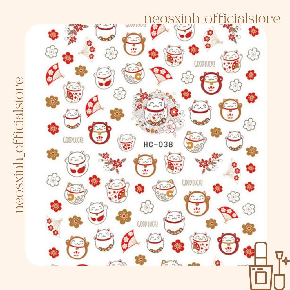 Sticker Dán Móng Tay Mèo Thần Tài WG - HC Cute Hot Trend - Hình Dán Móng - Neosxinh Nails