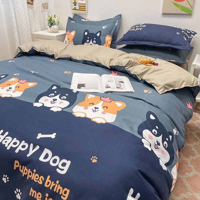 Bộ chăn ga gối Cotton poly Bo Decor Quả hot dog , vỏ chăn mền, drap nệm và 2 vỏ gối
