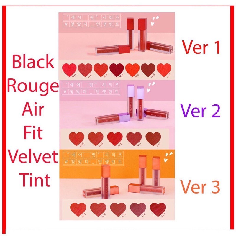 [ Sẵn A01 - A17] Son kem Black Rouge Air Fit Velvet A06 A12 | Thế Giới Skin Care