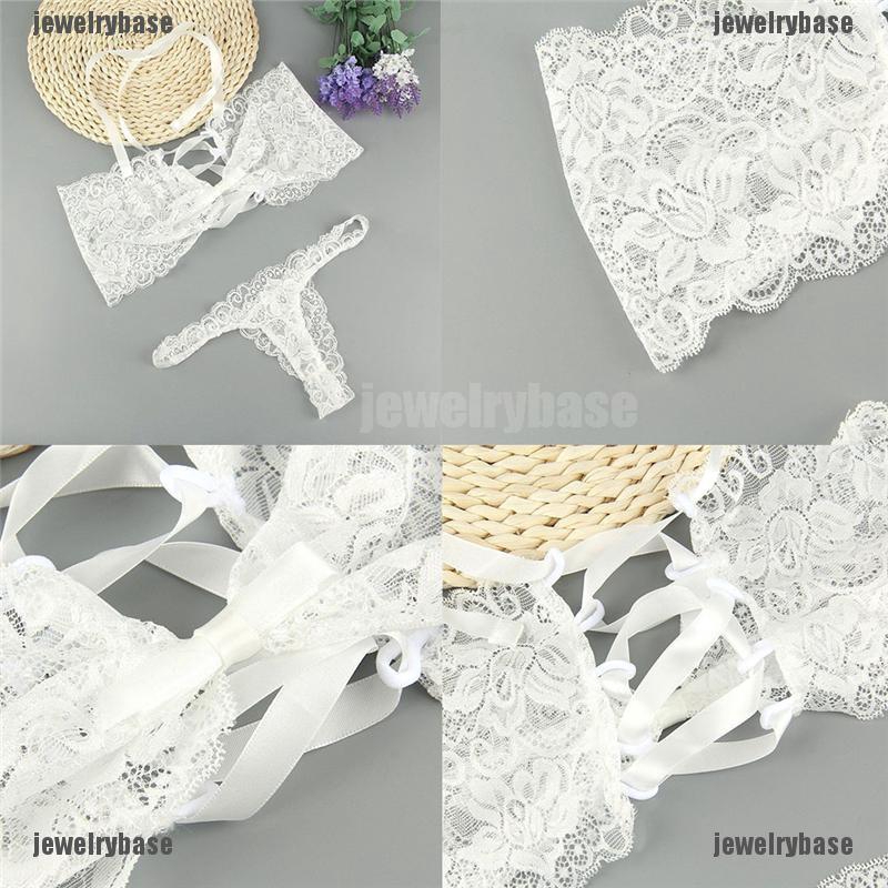 Áo lót quây dây thắt phối ren + quần G-string quyến rũ cho nữ | BigBuy360 - bigbuy360.vn