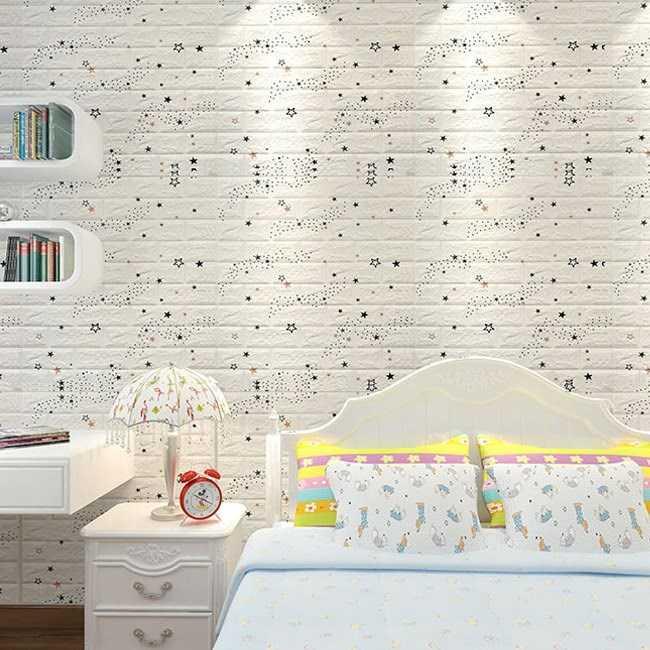 Giấy Dán Tường Họa Tiết Gạch 3D Chống Thấm Nước Trang Trí Phòng Khách