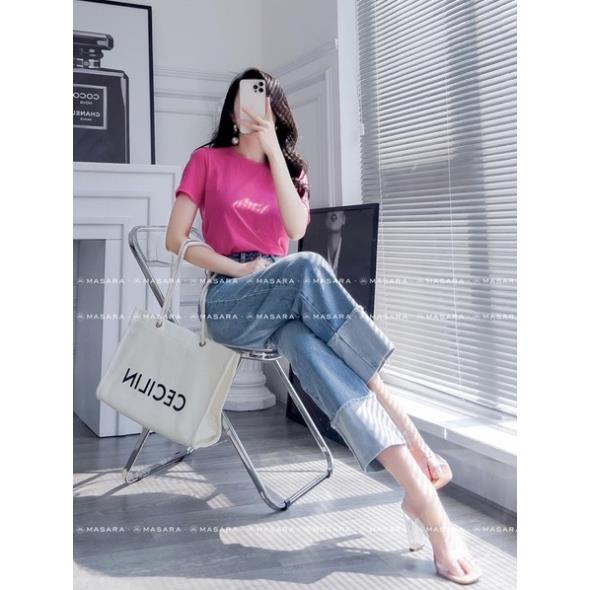 QUẦN JEAN NỮ DÁNG SUÔNG MÀU XANH GẬP GẤU