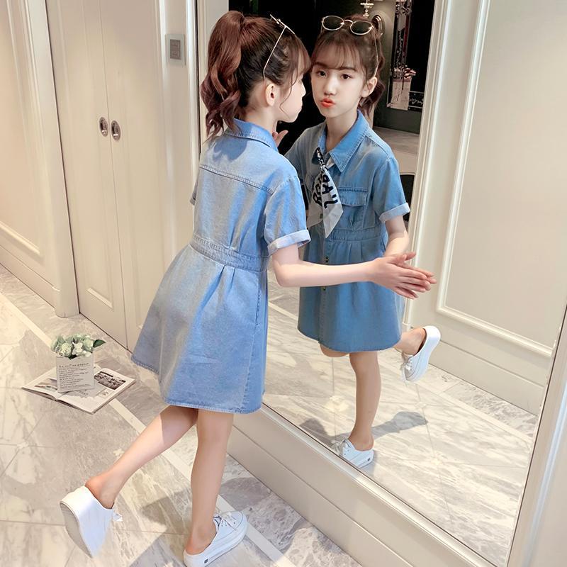 Đầm Denim Kiểu Dáng Đơn Giản Năng Động Thời Trang Dành Cho Bé