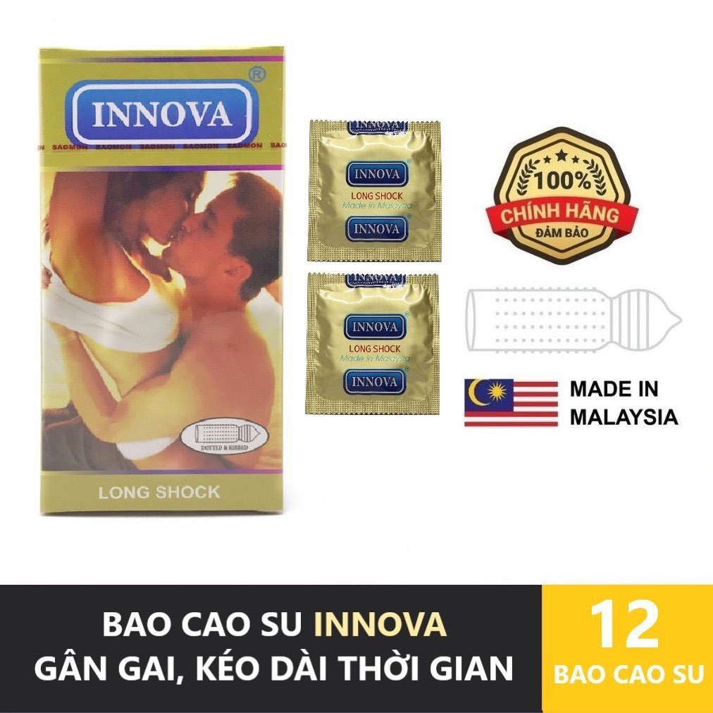 Bao Cao Su Chống Xuất Tinh Sớm Gân Gai INNOVA Vàng -hộp 12 chiếc