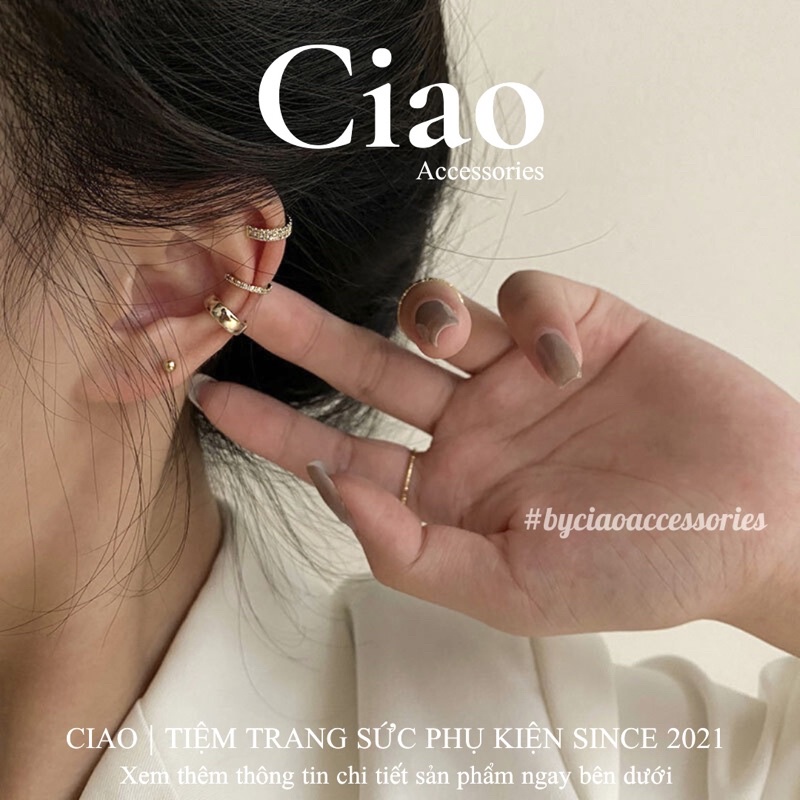 [HOẢ TỐC 1H] Set 3 khuyên vành tai/ Kẹp vành tai thiết kế lấp lánh mã 35 Ciao accessories