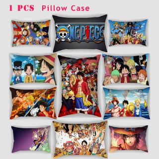 Vỏ gối chất liệu polyester/vải lanh in họa tiết nhân vật One Piece cỡ 30X50cm