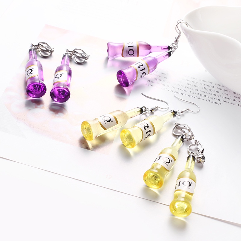 Phong cách tiệc tùng Hoa tai chai nước uống thời trang Hàn Quốc