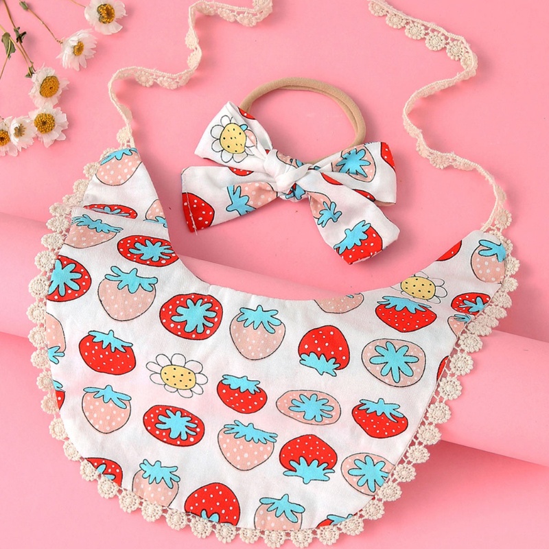 Yếm Ăn Cotton Mềm Mại In Họa Tiết Hoa / Tam Giác Thắt Nơ Xinh Xắn Dành Cho Bé Gái
