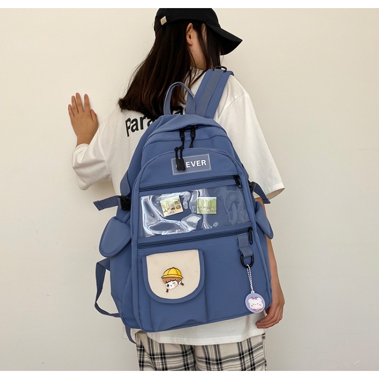 Balo unisex nam nữ đi học đi chơi thời trang hàn quốc ulzzang dễ thương kèm phụ kiện 479