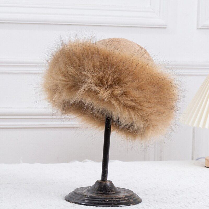 Women Winter Hat Suede Warm Beanies Autumn Fake Faux Mongolian Hat Outdoor Elegant Ladies Russian Cap