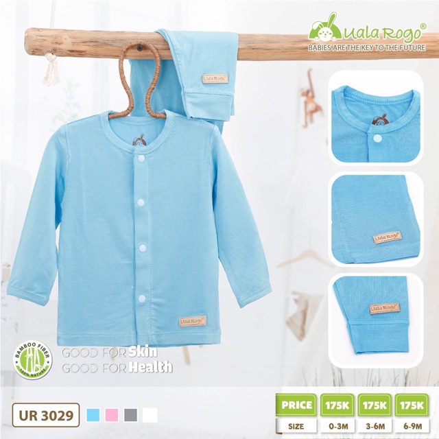 [SALE 25%] BỘ SƠ SINH DÀI TAY BAMBOO TRƠN, Suzy baby
