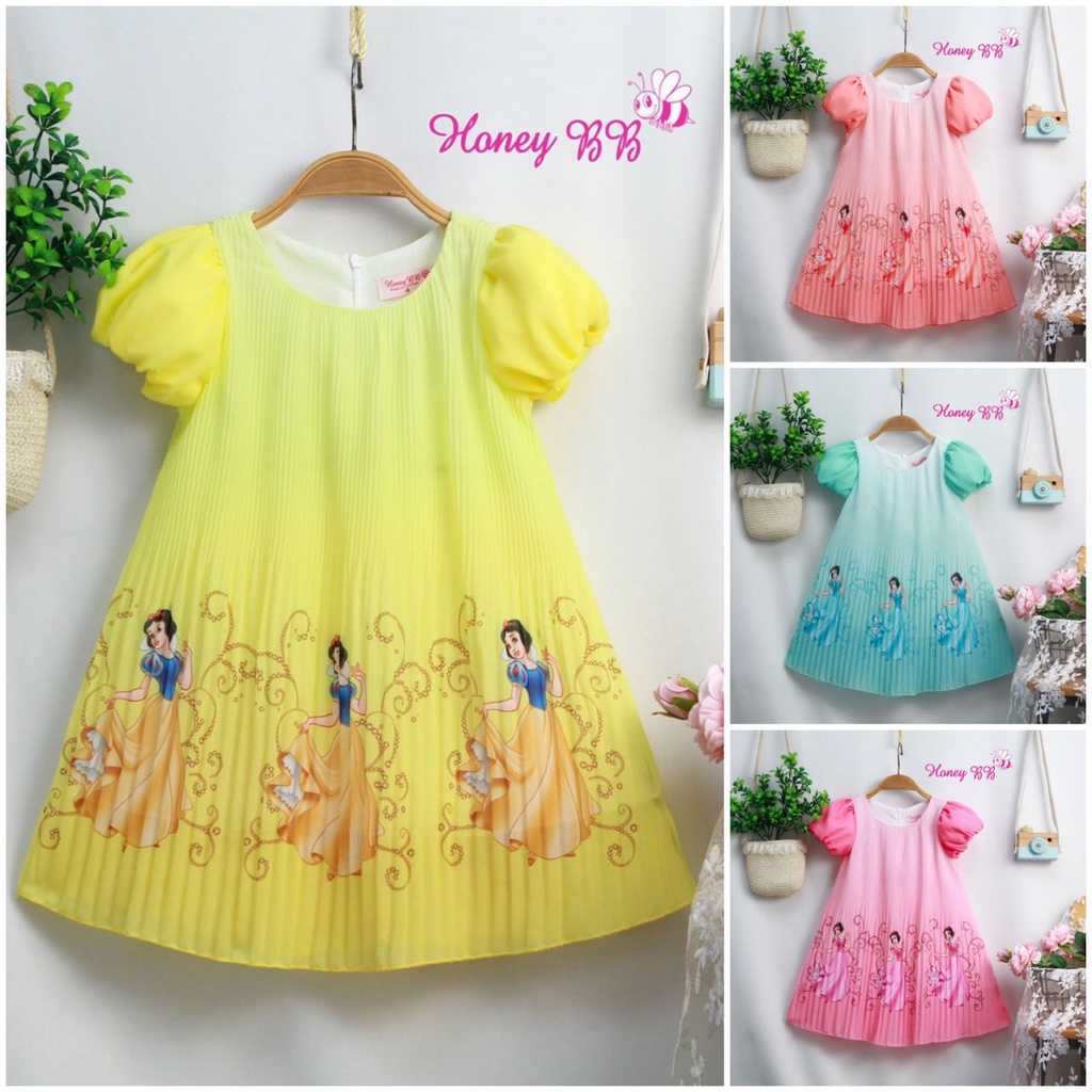 Đầm voan chiffon tay phồng hình Bạch Tuyết size nhí 10-24kg