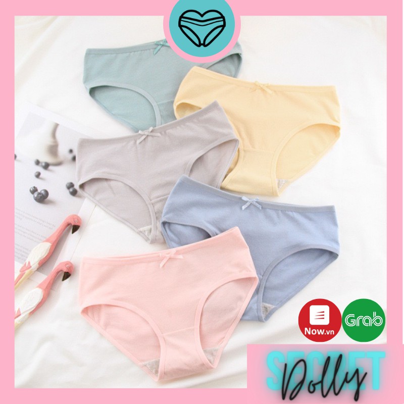 Quần lót nữ cotton kháng khuẩn màu trơn rẻ đẹp cao cấp nâng mông đơn giản DOLLY SECRET QL008