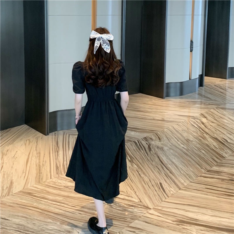 Đầm Cổ Vuông Màu Đỏ Dáng Ôm Phong Cách Pháp Cổ Điển Thời Trang Mùa Hè 2022 Mới Cho Nữ