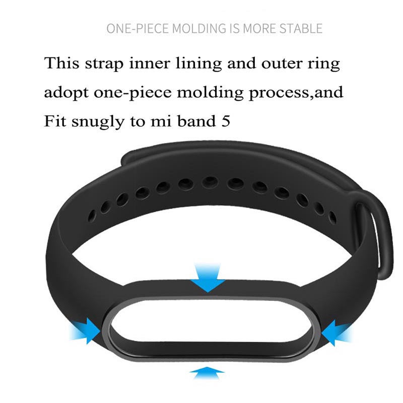 Dây Đeo Thay Thế Chất Liệu Silicone Màu Trơn Cho Xiaomi Mi Band 5