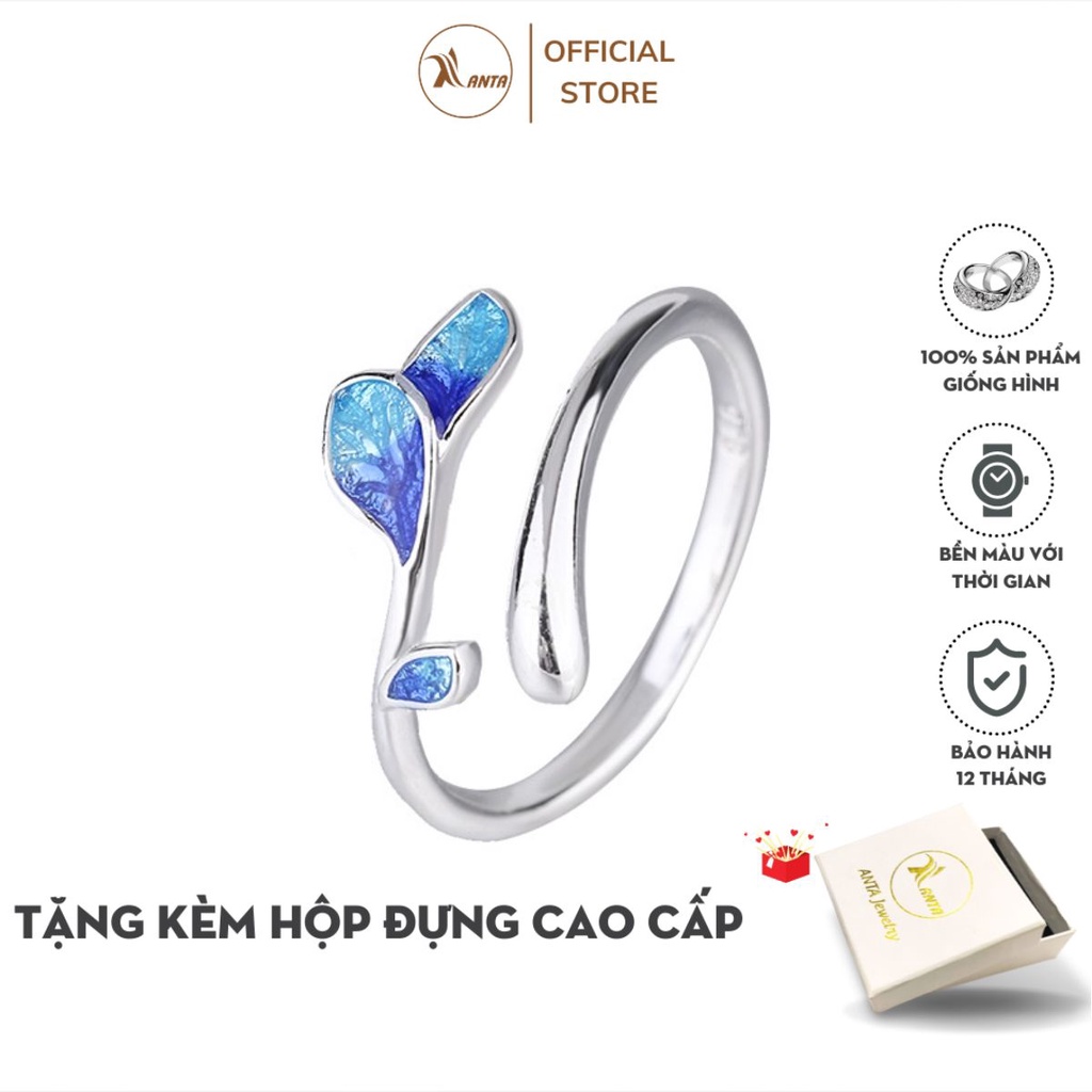 Nhẫn bạc nữ, thiết kế hở hình chiếc lá xanh, thể điều chỉnh sezi ANTA Jewelry - ATJ9012