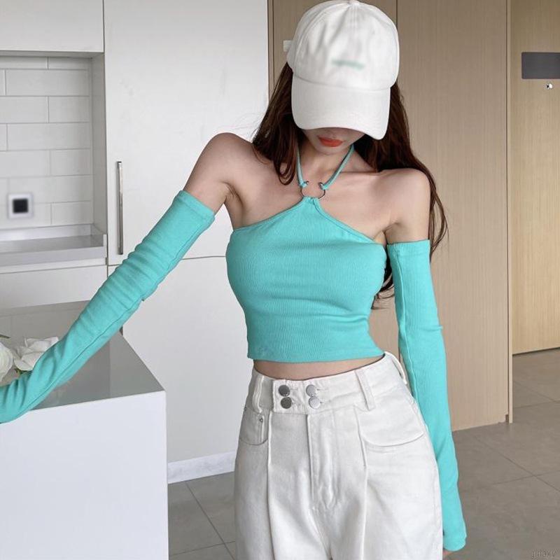 Áo Croptop sát nách màu sắc thanh lịch cho phái nữ