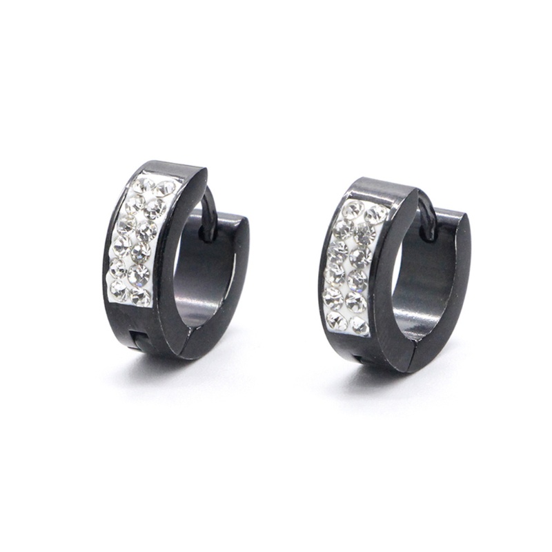 Khuyên Tai Đính Đá Bằng Thép Không Gỉ Màu Vàng / Bạc / Đen Phong Cách Gothic Thời Trang