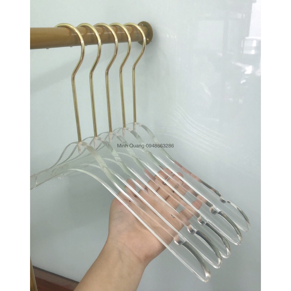 móc treo quần áo- mắc meka trong suốt đầu móc mạ vàng, chuyên dùng cho shop thời trang chụp ảnh, livestream