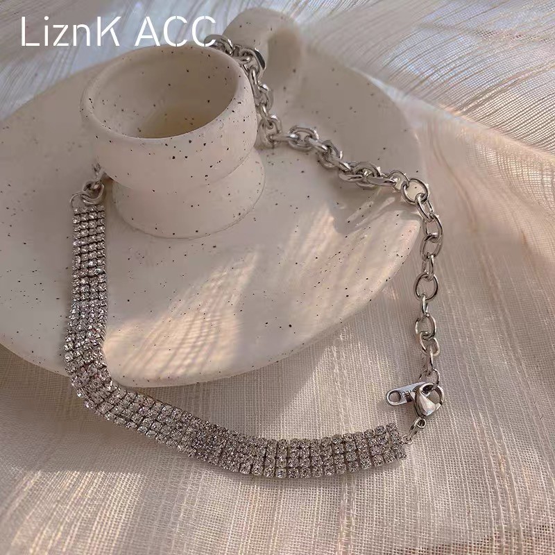 Vòng Cổ Choker Dây Xích Đính Đá Phong Cách Hàn Quốc Sang Chảnh Mainia Shop
