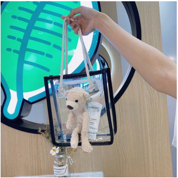 Túi Đeo Vai / Kẹp Nách Bằng Pvc Trong Suốt Hình Gấu Nhiều Màu Có Khóa Kéo Cho Nữ sang chảnh