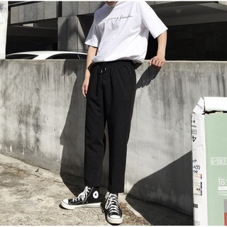 PANTS ROPE đen - quần dài kaki lưng thun vải dày khô CHUỘT TRẮNG