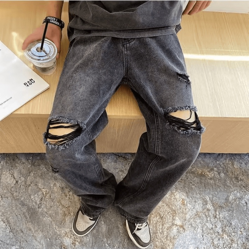 Quần jeans Rách Phong Cách Hip Hop Đường Phố Nhật Bản size S-3XL Cho Nam