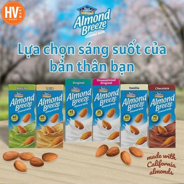 Sữa Hạnh Nhân Almond Breeze180ml/1 hộp. Xuất Xứ Mỹ Ra Mắt Tại Việt Nam