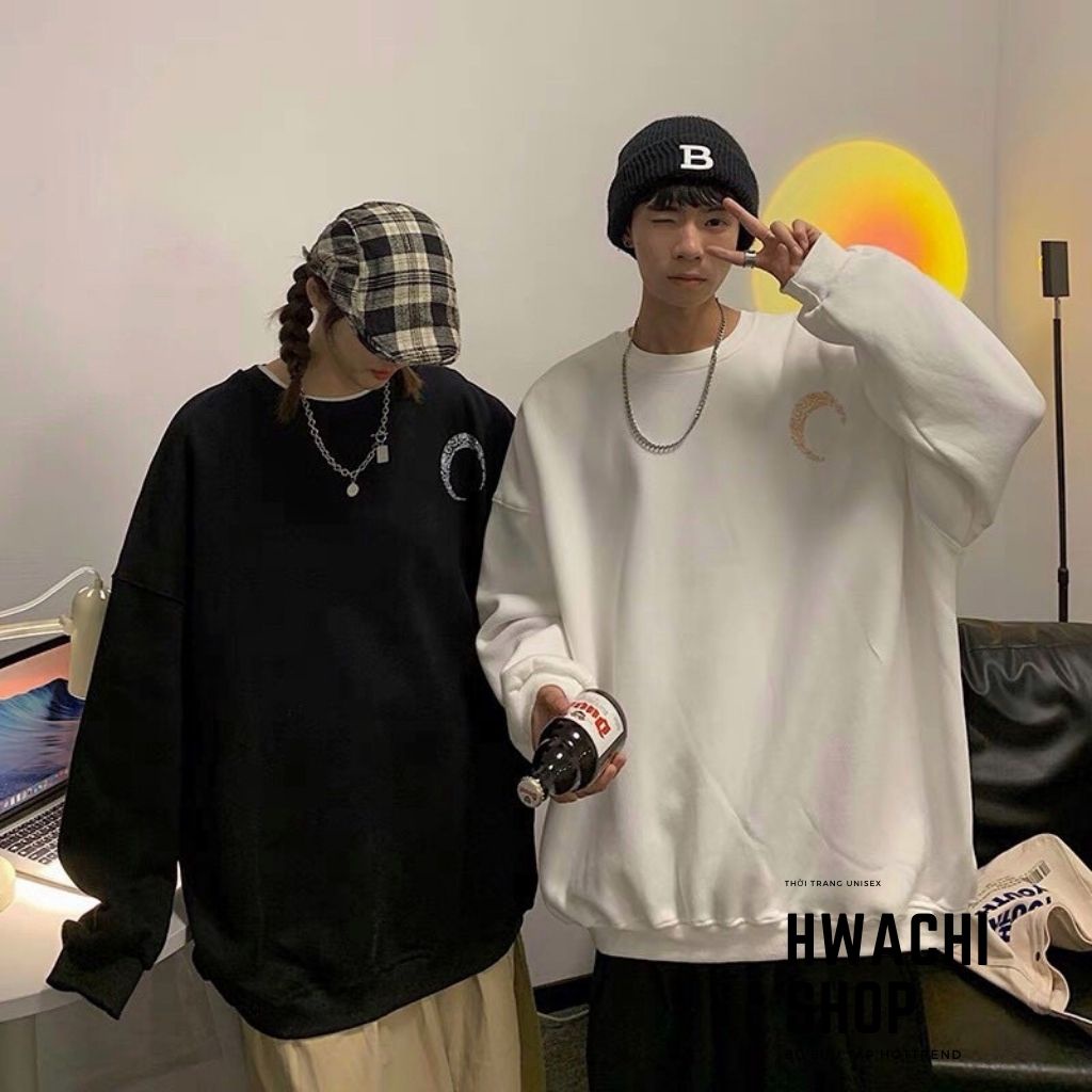 Áo sweater nỉ nam nữ, áo nỉ dài tay basic sweater phong cách Ulzzang cặp đôi nam nữ form rộng Hàn Quốc | BigBuy360 - bigbuy360.vn