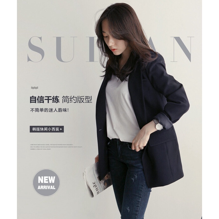 Áo khoác blazer XINLANYASHE mỏng nhẹ màu trơn tay dài kiểu Hàn Quốc cho nữ áo khoác