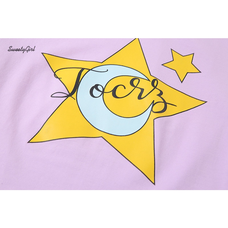 Áo Croptop Tay Ngắn Cổ Tròn In Họa Tiết Hoạt Hình Dành Cho Nữ