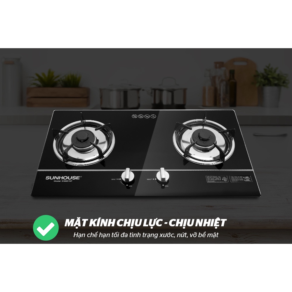 Bếp gas âm Sunhouse SHB 501MT Trưng bày Mới 98-99% +Tặng dây gas-Tiết kiệm gas,đánh lửa IC,an toàn khi sử dụng