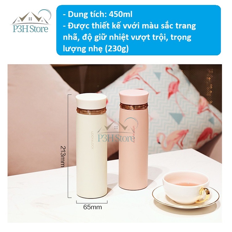 Bình Giữ Nhiệt Lock&amp;Lock siêu nhẹ Feather Light Ring Tumbler LHC4131 (450ml)