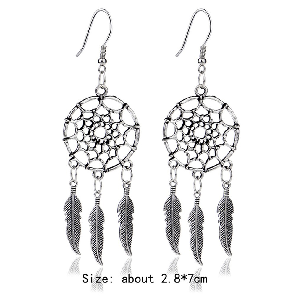 Hoa tai dáng dài kiểu dáng Dream Catcher
