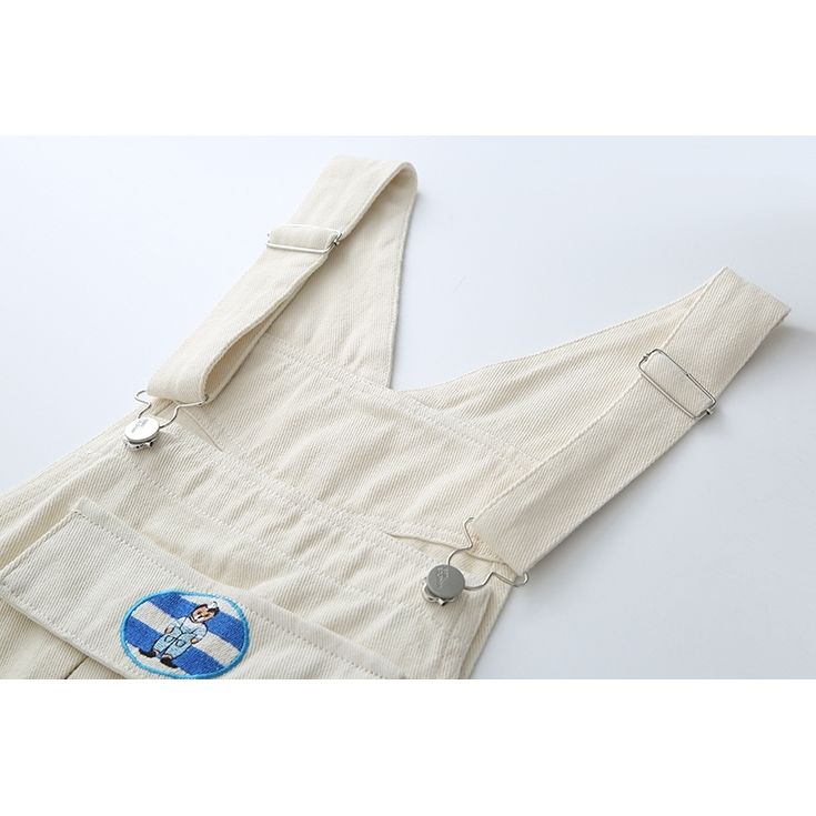 Quần Yếm Denim Lưng Cao Ống Rộng Thêu Họa Tiết Thời Trang Cho Nữ