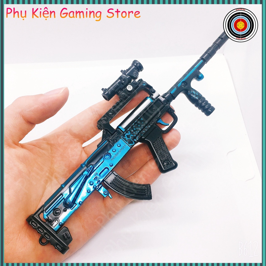 Mô hình Groza pubg kim loại lắp ráp mini Skin Blue Night dài 20cm đồ chơi lắp ghép Tặng kèm kệ đỡ trưng bày