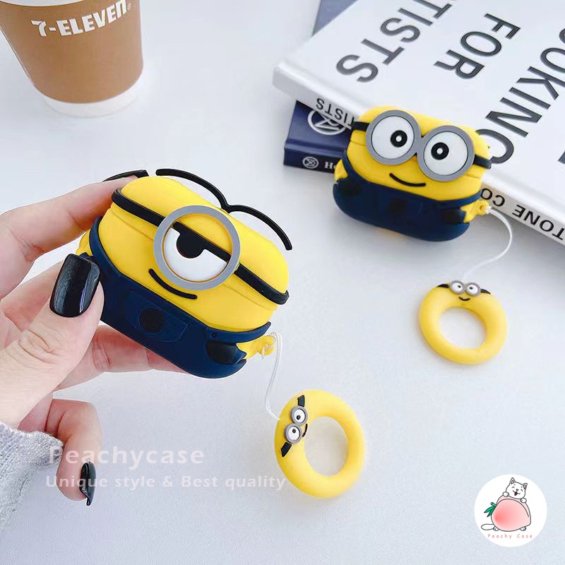 Vỏ Bảo Vệ Hộp Sạc Tai Nghe Airpods 1 2 Pro Air Pod 3 Không Dây Chống Thất Lạc Hình Minions Hoạt Hình Dễ Thương Kèm Móc Khóa Ốp