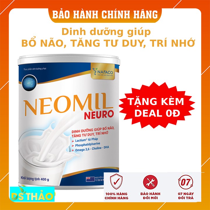 Sữa BỔ NÃO - Sữa Neomil Neuro 400g Dinh dưỡng giúp bổ não, tăng tư duy, trí nhớ [TẶNG KÈM DEAL SHOCK 0Đ] CHÍNH HÃNG