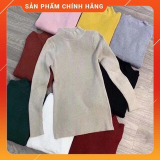 Áo len cổ 3 phân cho nữ chất len lông cừu