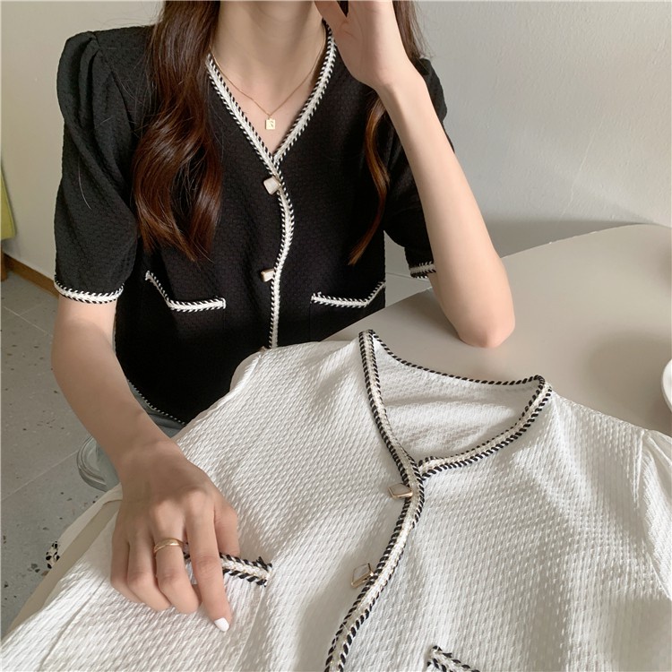 Áo Khoác Blazer Tay Ngắn Cổ Chữ V Dáng Rộng Thời Trang Mùa Hè Cho Nữ Áo Croptop