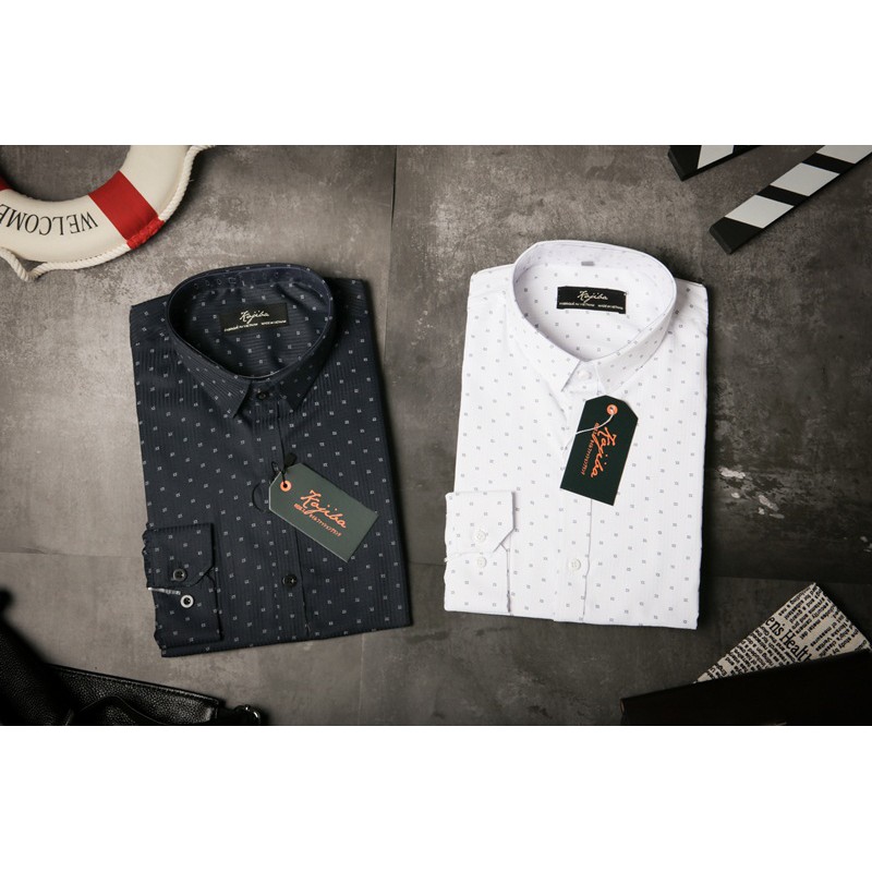 Áo sơ mi nam hoa tiết chấm bi nhỏ Kojiba dáng ôm cổ bẻ | BigBuy360 - bigbuy360.vn