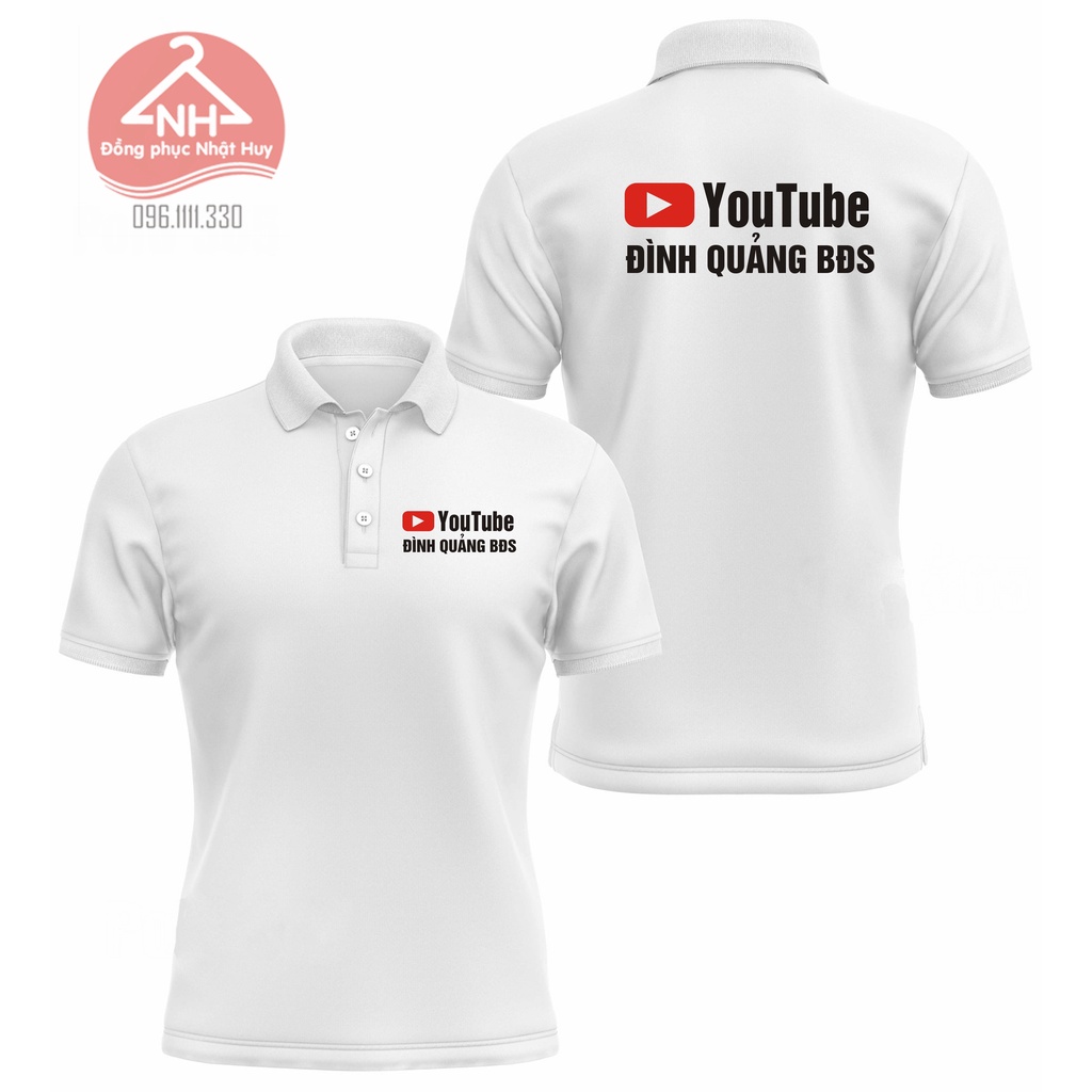 Áo phông youtube,in thêm tên riêng theo yêu cầu ,áo thun youtube cổ bẻ
