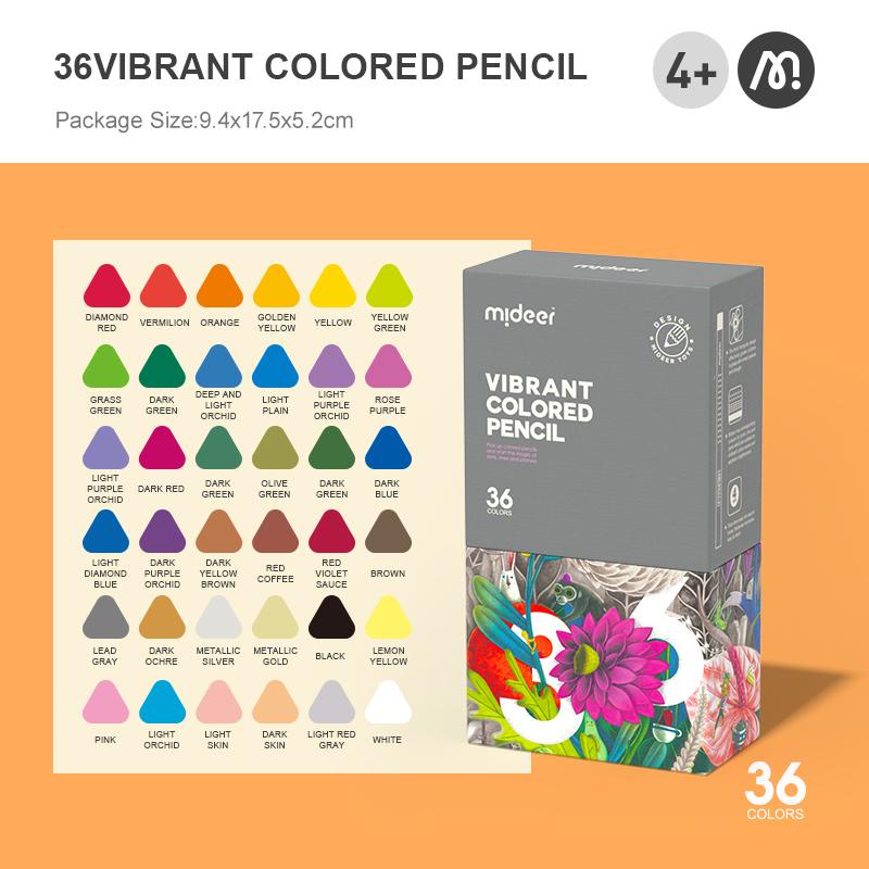 Bút Chì Màu Cao Cấp Mideer Cho Trẻ Từ 4 Tuổi - Hộp 36 Màu - Mideer Vibrant Colored Pencil - 36 Colors
