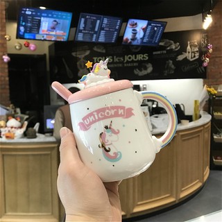 Ly sứ có nắp kèm muỗng hình kỳ lân