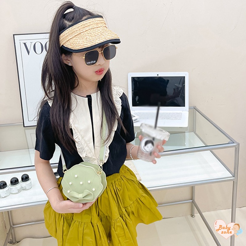 Túi Đeo Chéo Hình Vuông Màu Trơn Thiết Kế Đơn Giản Thời Trang Cho Bé Gái