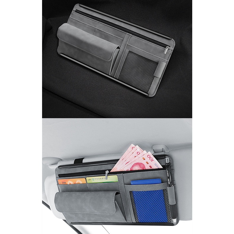 Túi đựng đồ che nắng ô tô Hộp đựng kính che nắng Hộp đựng kính râm Túi đựng đồ trên xe Hộp đựng hóa đơn giấy tờ tùy thân Xe ô tô nắp gập khung nhựa dây kéo Hộp đựng thẻ giữ xe
