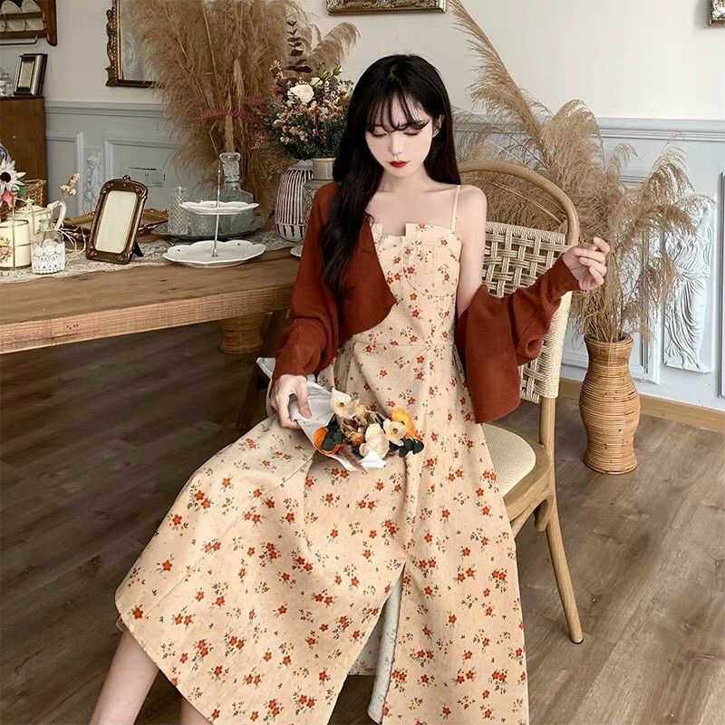 SET ĐẦM 2S HOA KÈM ÁO KHOÁC