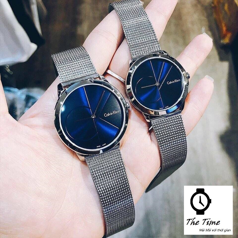 Đồng hồ đôi Calvin Klein Minimal Blue Dial  K3M2112N & K3M2212N ; Black K3M214X1 & K3M224X1 . 40mm & 35mm. 3atm