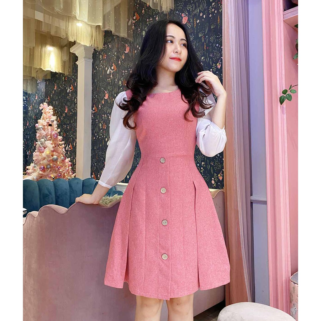 [Mã SKAMA06 giảm 8% tối đa 50K đơn 250K] Đầm công sở phối tay voan nữ tính hack tuổi | BigBuy360 - bigbuy360.vn